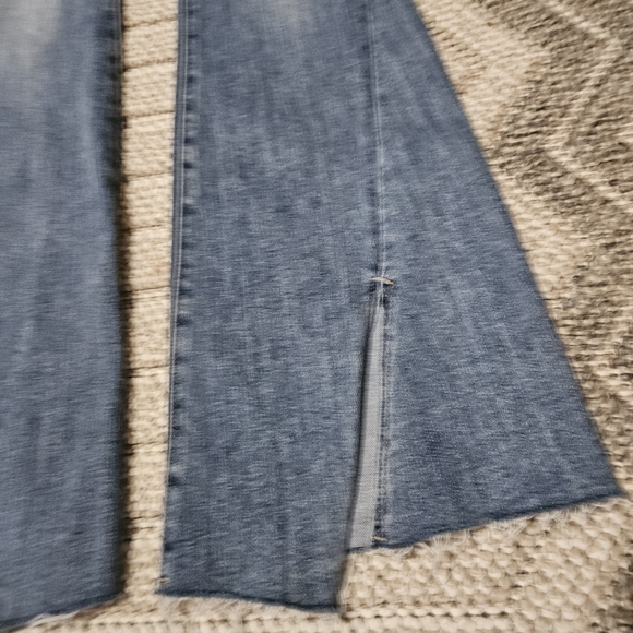 Risen Jeans High Rise Vintage Inspired Bell Bottom Distressed Split Hem 0 24 - Picture 5 of 17